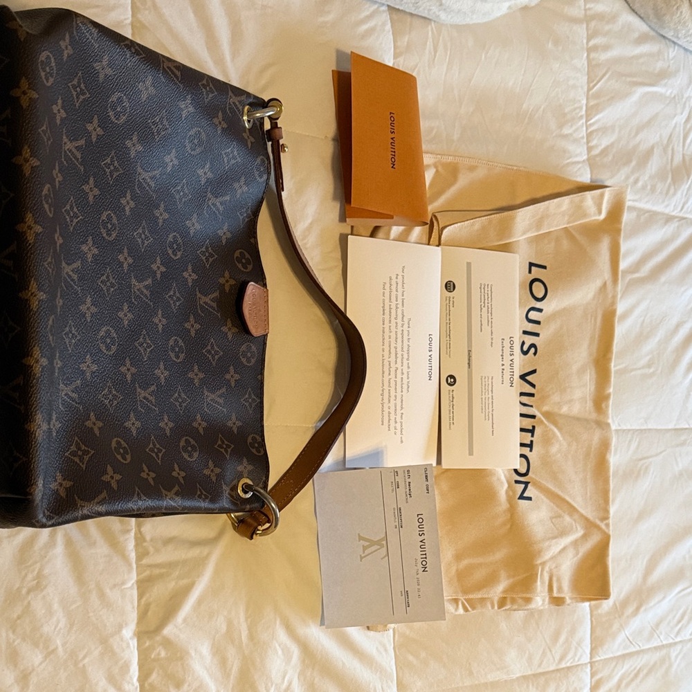 Authentic Louis Vuitton Graceful PM Dark Brown Monogram Shoulder Bag.